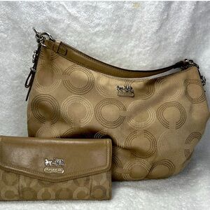 Coach Tan Hobo Bag and Wallet Set